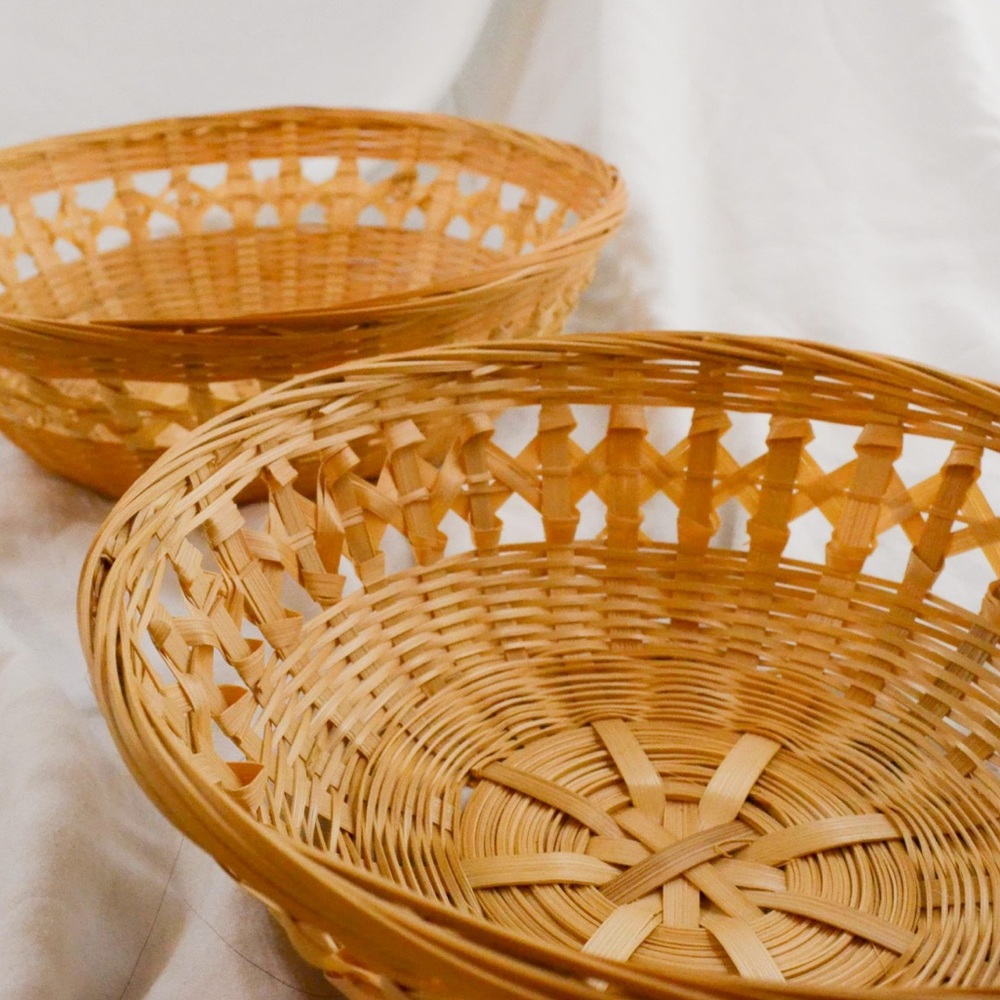 Set of 2 Circle Wicker Baskets